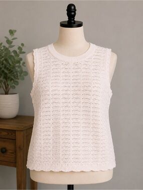 LOFT Knit Sleeveless Shell Top in Soft Light Pink